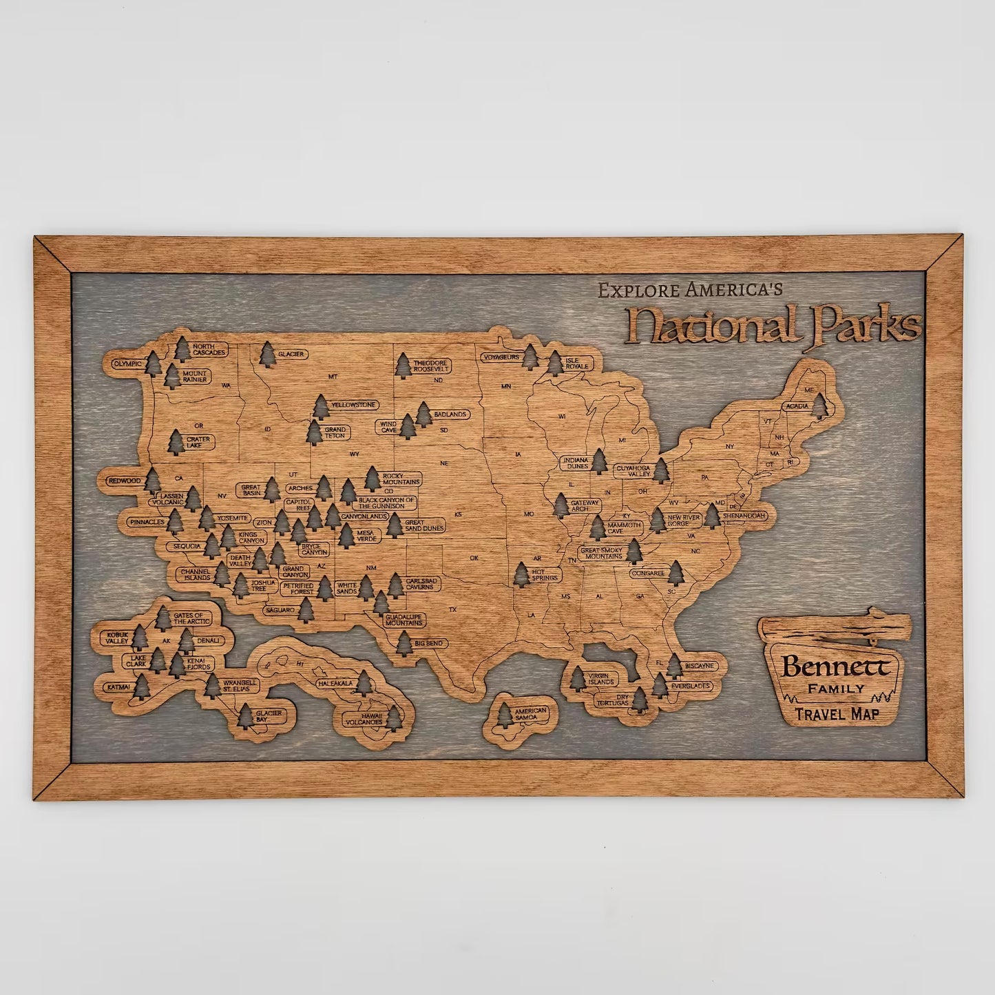 Custom USA National Parks Travel Map