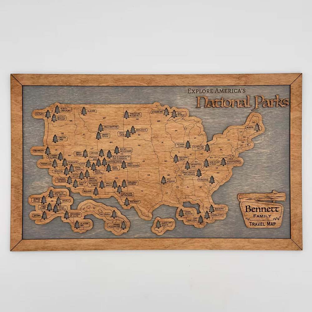 Custom USA National Parks Travel Map