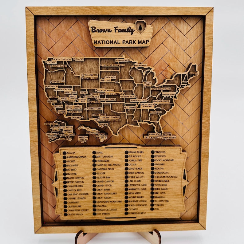 Layered USA National Parks Checklist Map