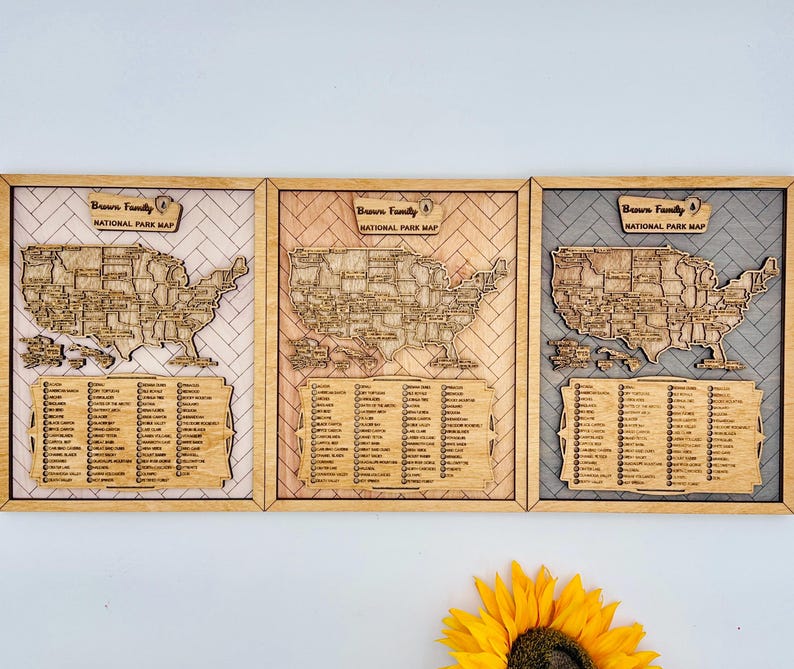 Layered USA National Parks Checklist Map