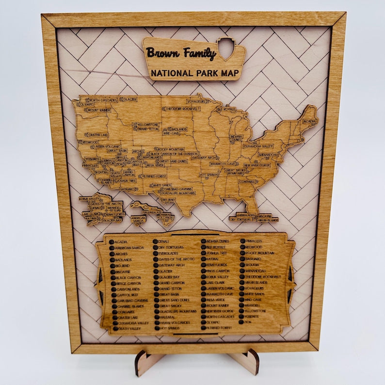 Layered USA National Parks Checklist Map