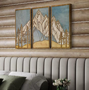 Geometric Mountain Wood Wall Art Triptych