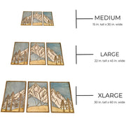 Geometric Mountain Wood Wall Art Triptych